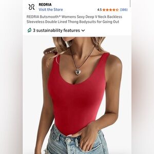 ReoRia Women's Bold Red V-Neck Bodysuit